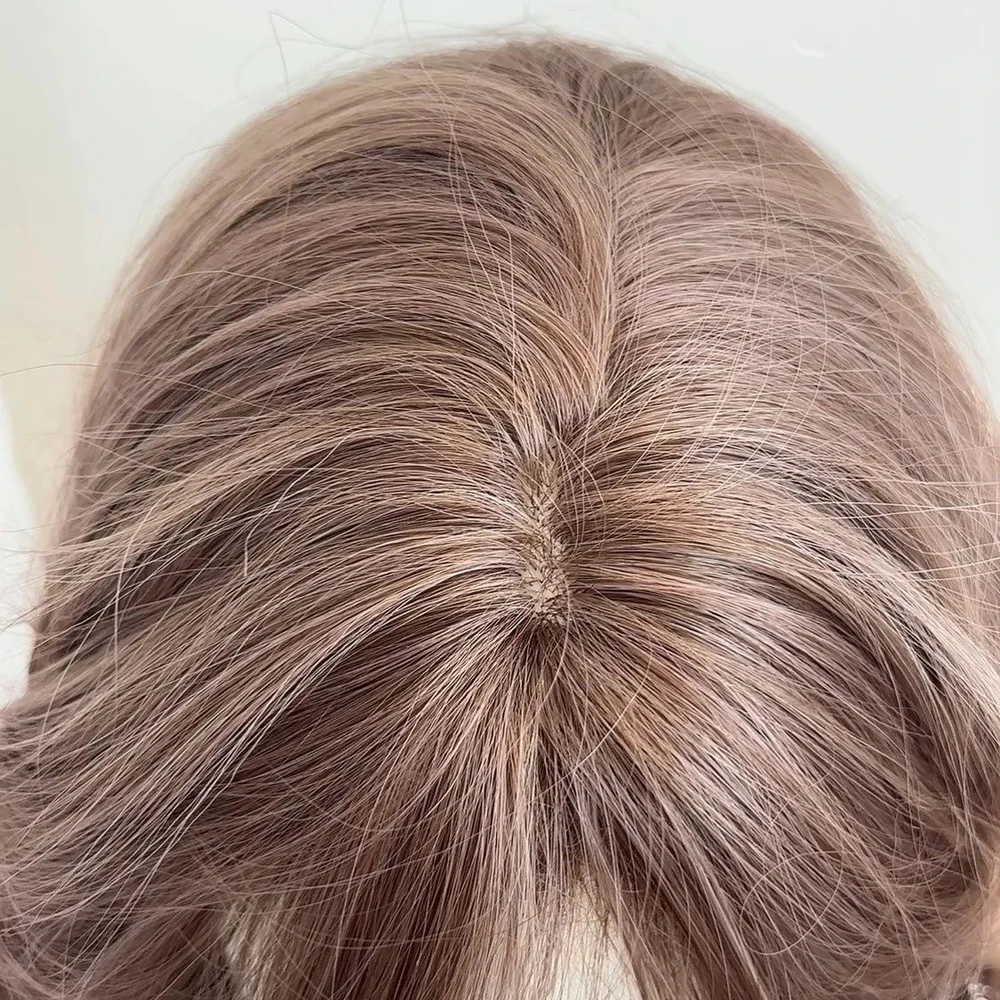 المرأة الاصطناعية طويلة متموجة رقيق الكتاني البني شعر مستعار مقاومة للحرارة الجزء الأوسط للكوسبلاي اليومي لوليتا تأثيري #5