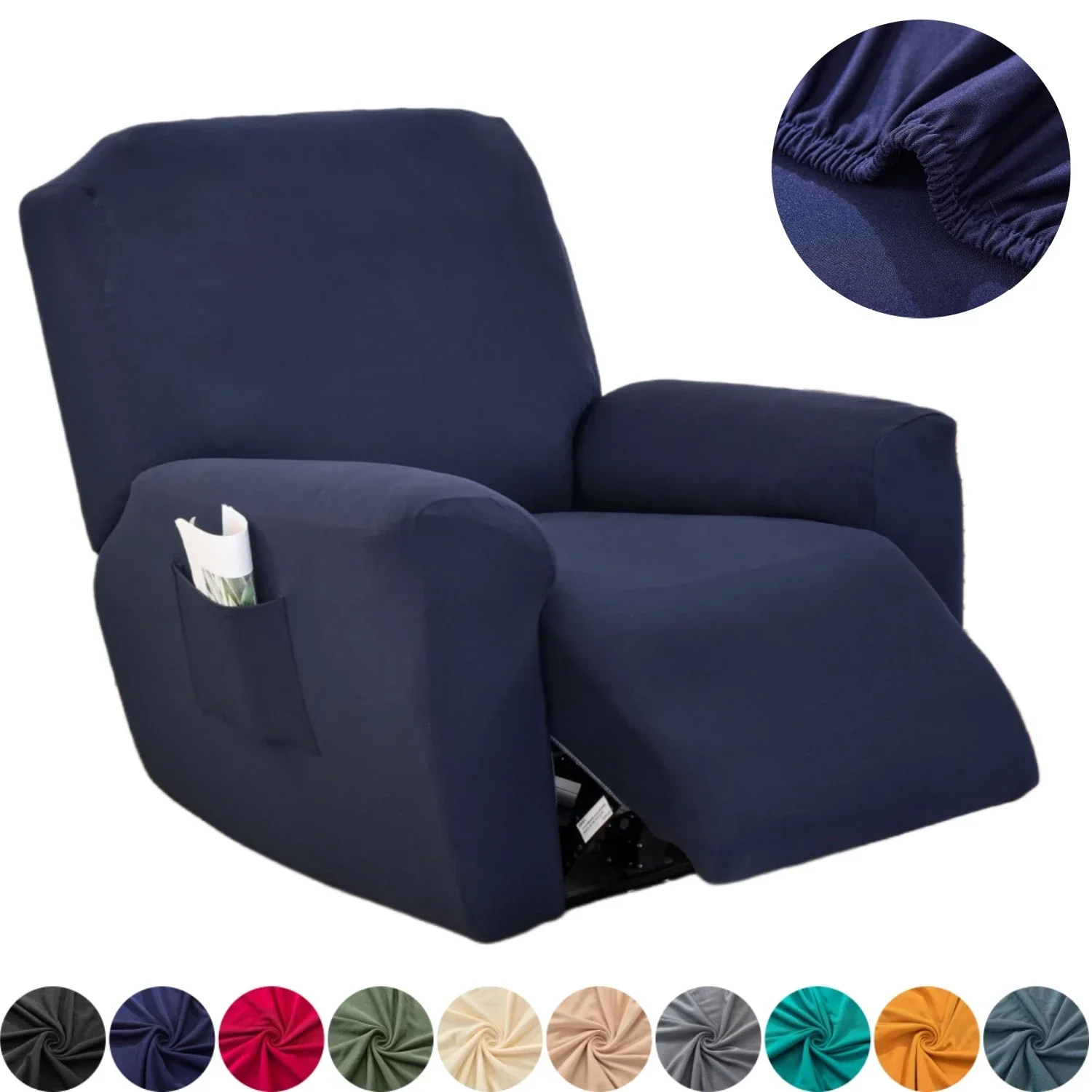 Recliner Chair Covers Stretch Polyester Fabric 4-Piece for Recliners, Soft, Breathable and Skin-Friendly Furniture Protector