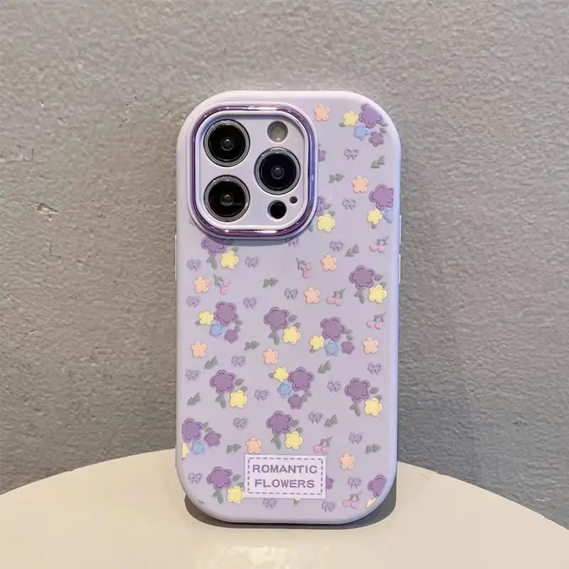 

Чехол для телефона для iPhone 16, 15, 14, 13, 12, 11 Pro Max Plus Ner, корейский INS, звезды, фиолетовые цветы, принт, мягкий защитный чехол от падения