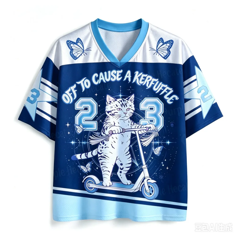Sommermode Neues Design Skateboard-Katze 3D-Druck Herren Damen V-Ausschnitt Sport-T-Shirt Atmungsaktiv Schnelltrocknend Street Y2K Familienkleidung – Detail 9