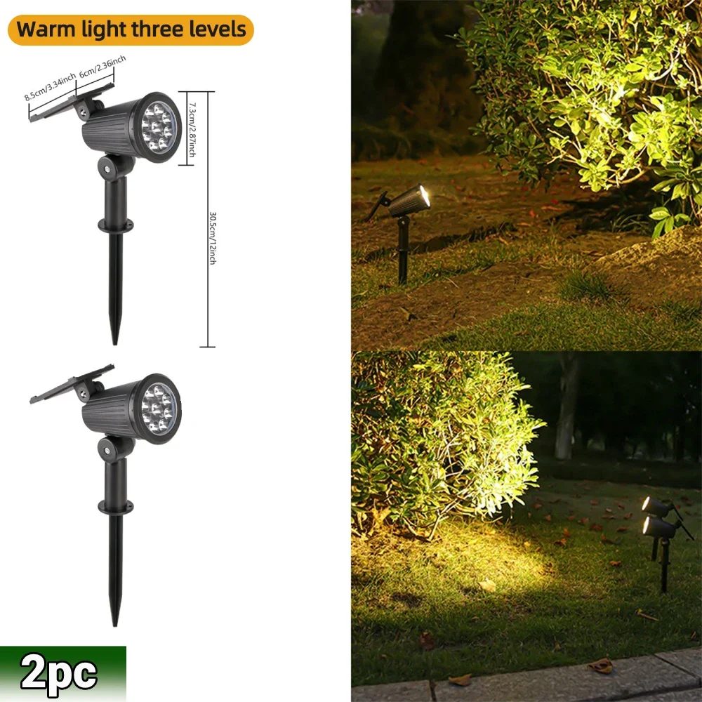 Heinast 9-LED-Solarstrahler, IP65, wasserdicht, für den Außenbereich, RGB-Solar-Landschaftsbeleuchtung, Helligkeit einstellbar, für Garten, Hof, Palmen 7