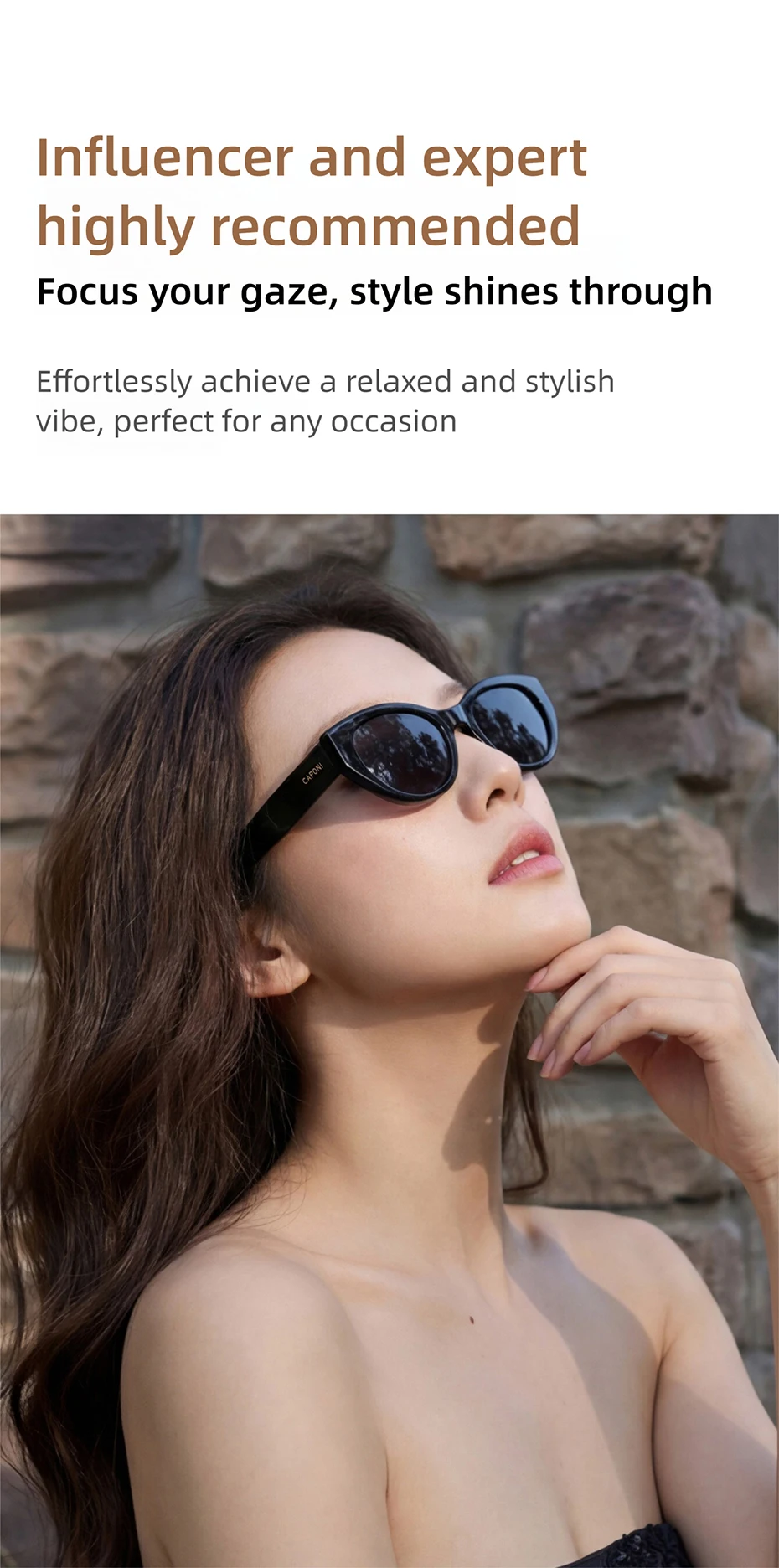 CAPONI Polarisierte Damen-Sonnenbrille mit Katzenaugen-Design, EMS-TR, Outdoor-Mode, Vintage-Design, Marken-Sonnenbrille, UV400, schwarzer Farbton, CP36029 – Detail 10