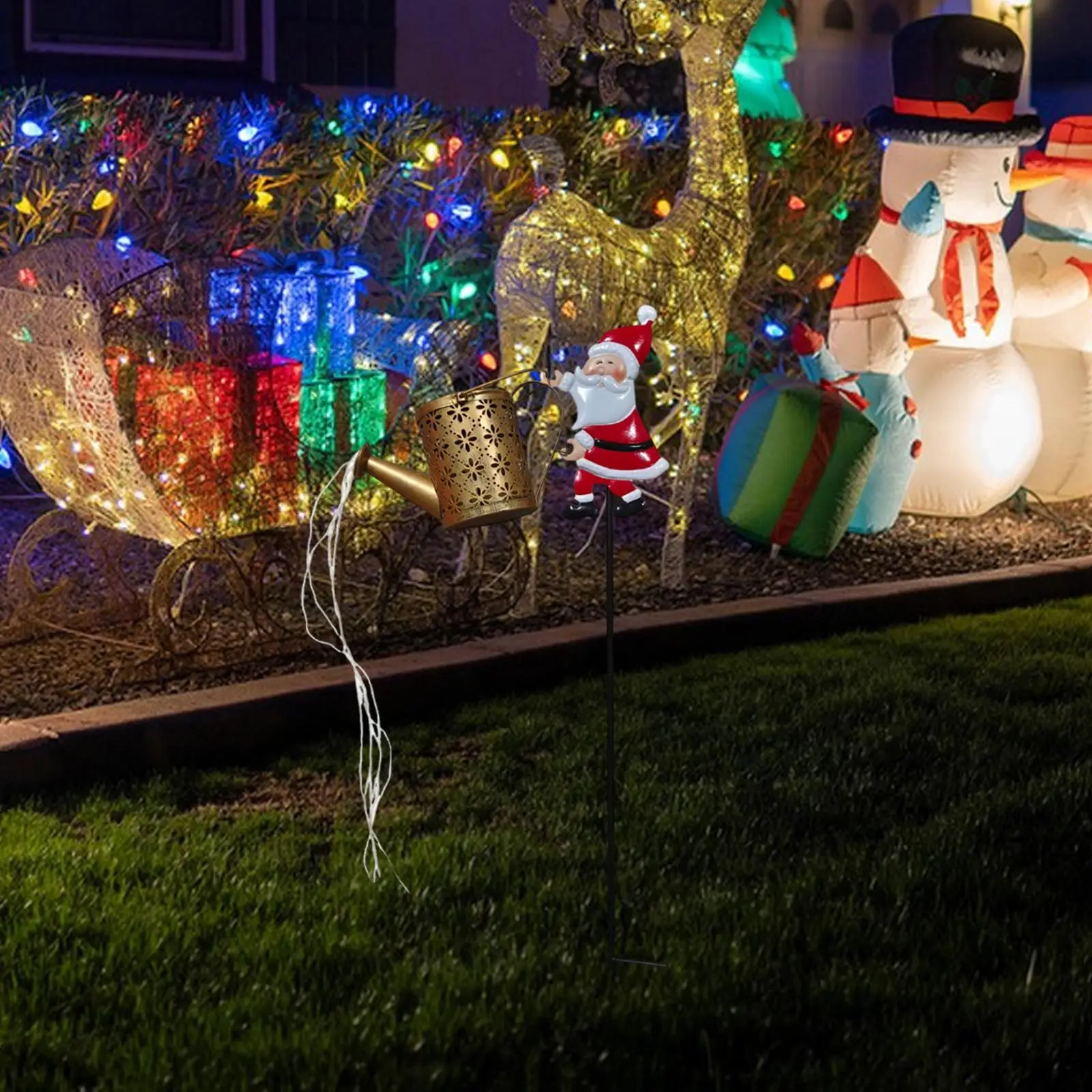 

Solar Santa Watering Can Light Lantern Christmas Solar Kettle Lighting LED Fairy Light for Pathway