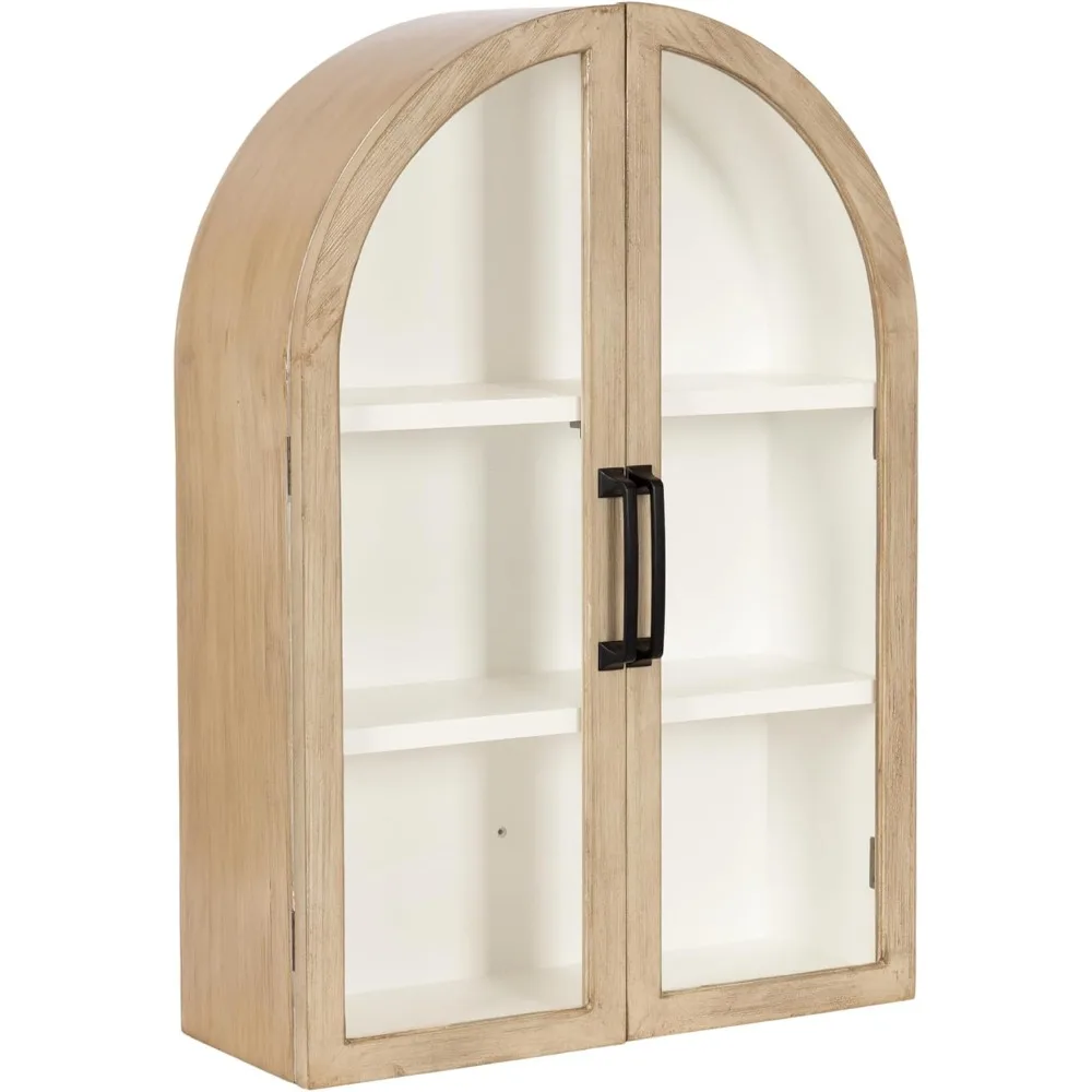 خزانة حائط على شكل قوس حديث من كيت آند لوريل أركوت، 21 × 8 × 30، خشب طبيعي وأبيض، خزانة مقوسة انتقالية للاستخدام كأبوف #1