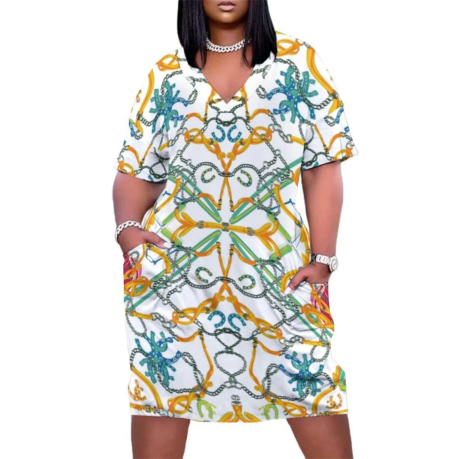 

Horsetack Saddle Equipment Bridle Pattern Horse Lover Loose Pocket Dress sexy dress Beachwear