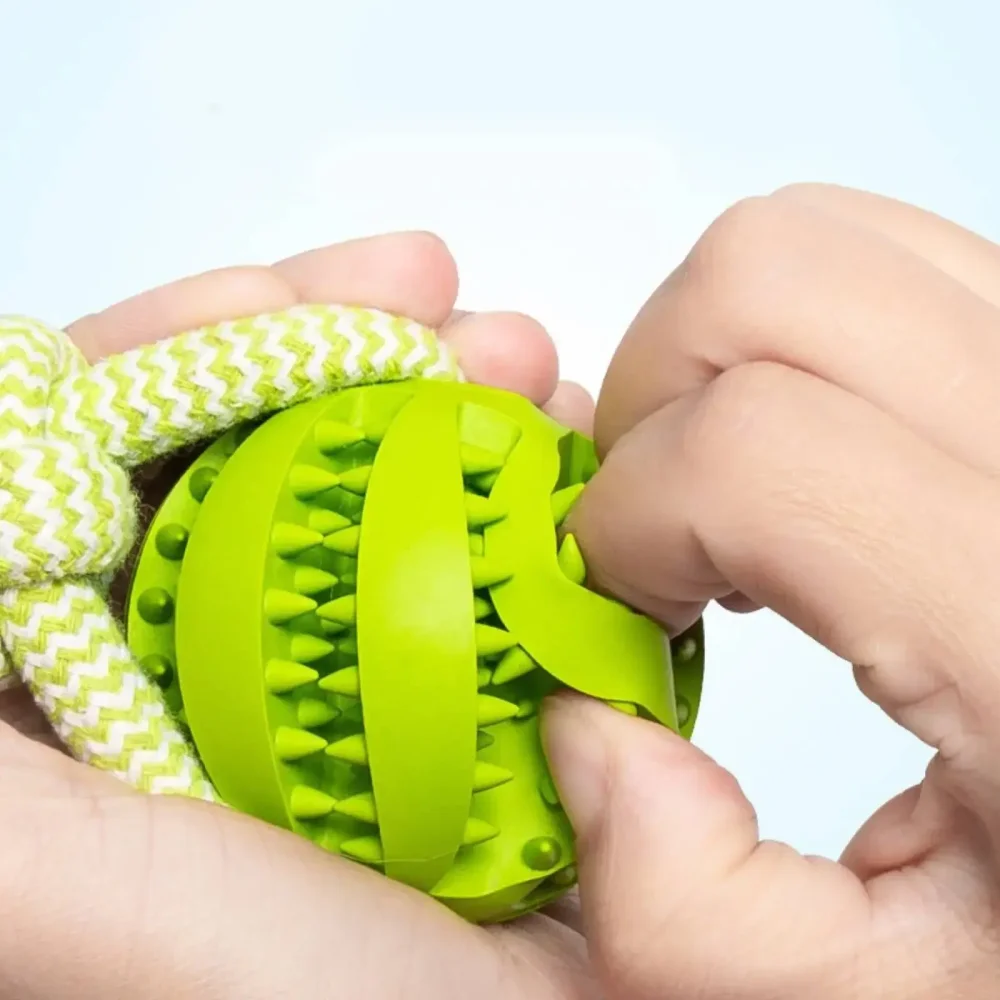 2026Dog Toy Ball Interactive Handling Rope Rubber Leak Ball for Small Medium Dogs Chewing Anti-Bite Pet Teeth Cleaning