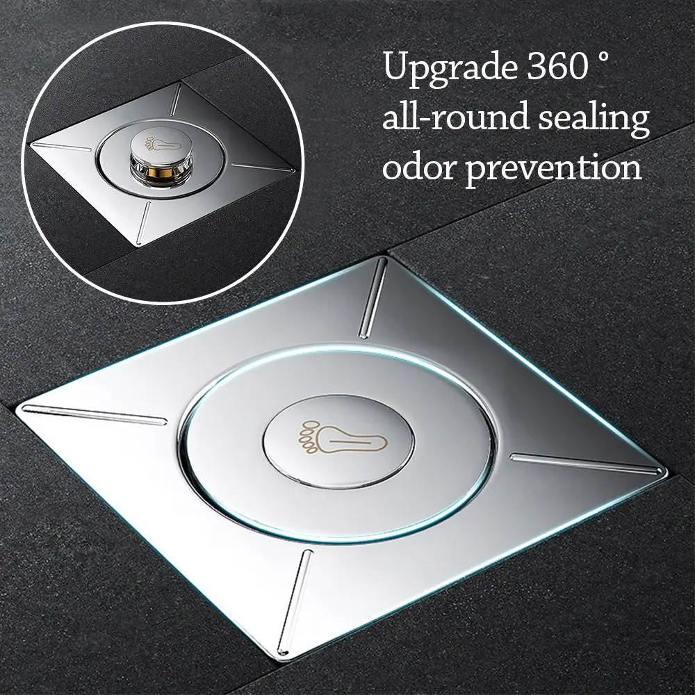 

Durable Stainless Steel Press-Type Floor Drain Pedal Type Square Shower Foot Floor Drain Pop Up Bounce Anti-odor Drain Filter
