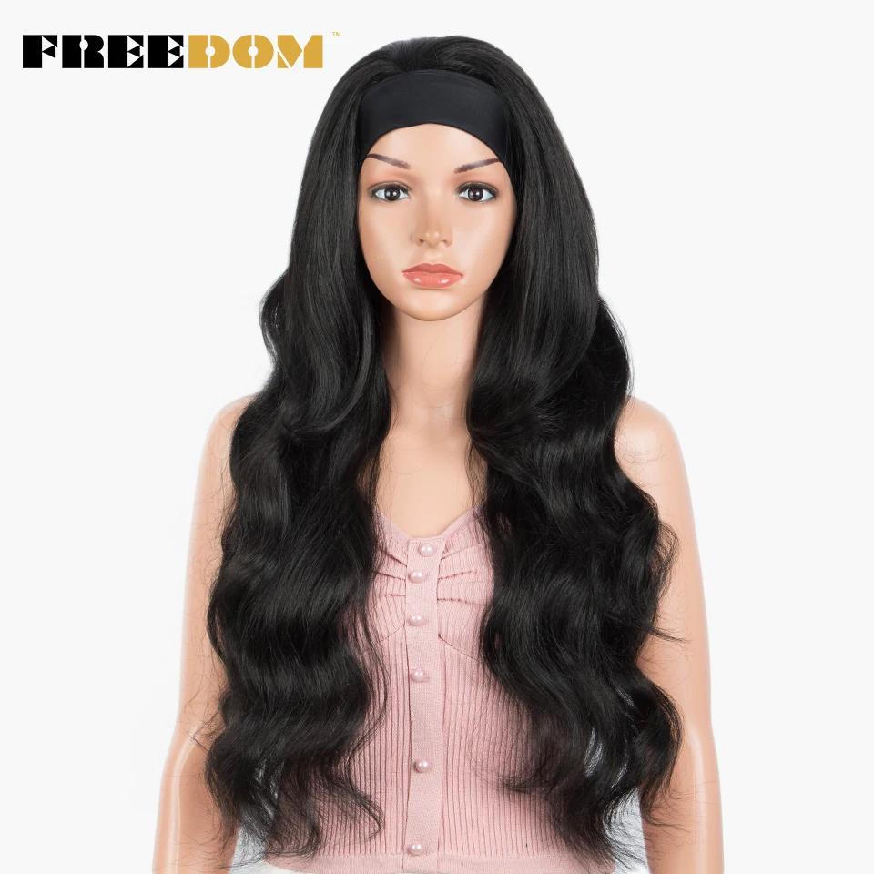 FREEDOM Synthetic Women's Headband Wig Body Wave Black Blonde Cosplay Wigs With Headband Synthetic Wigs For Black Women