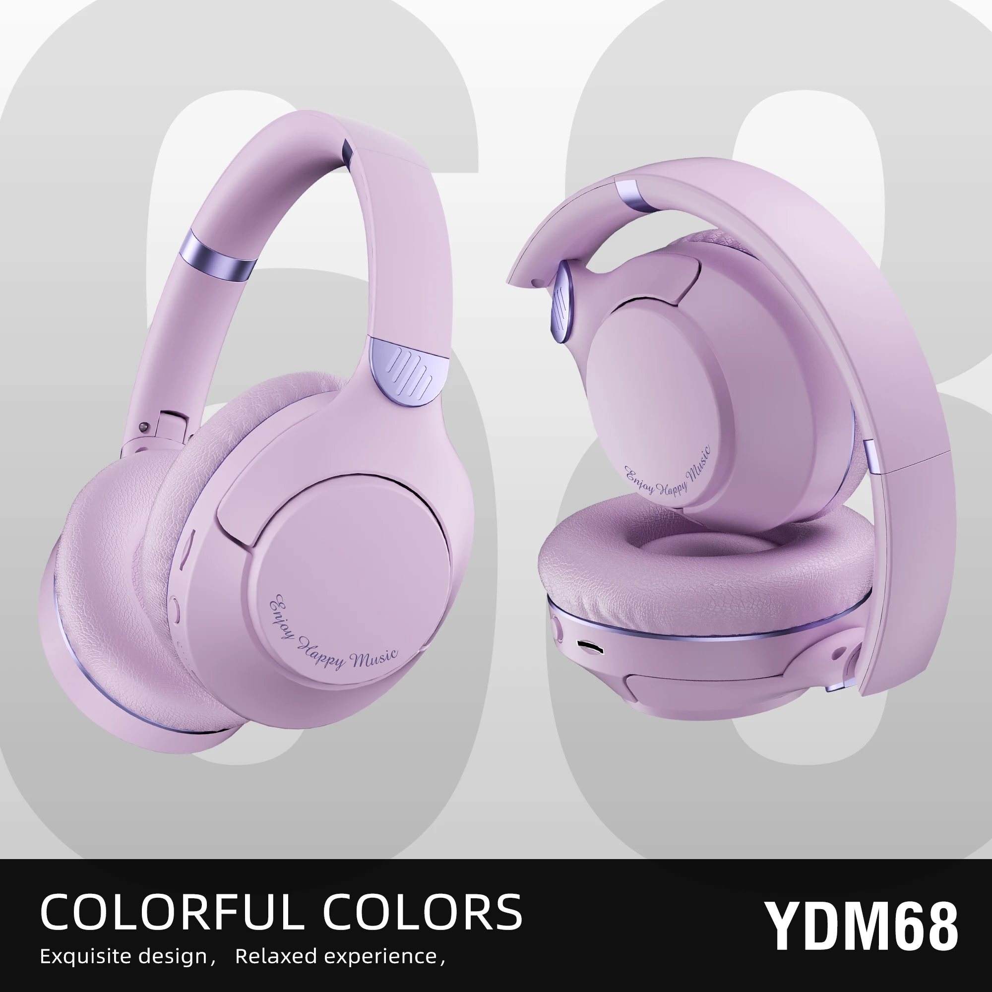 YDM68 Headphone Bluetooth Headset Gaming Headsets Over-ear Earphone Wireless Earpiece Sports with Microphone Battery Durable