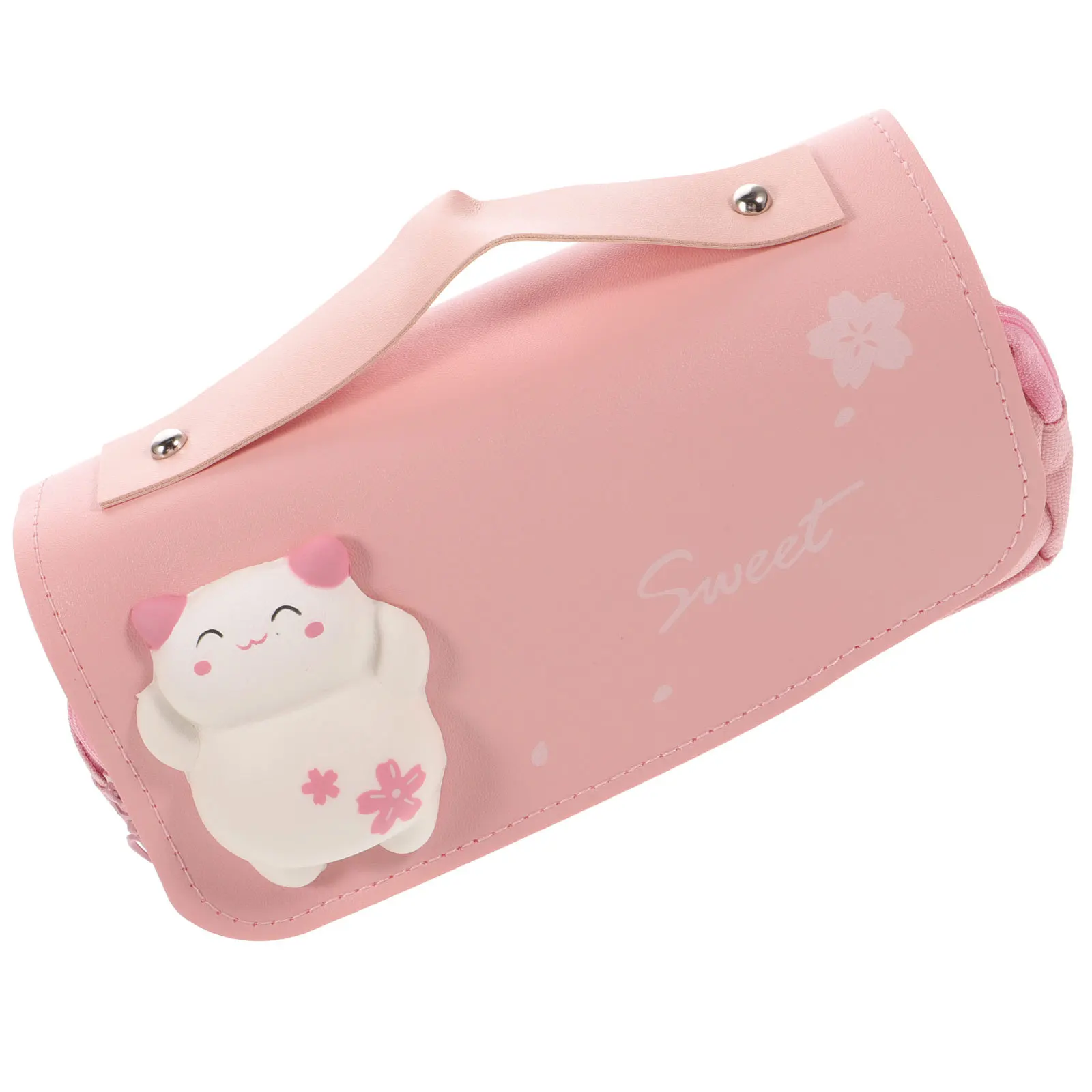 

Portable Pencil Case Cartoon Stress Bag Multi-Layer Zipper Pouch Handy School Stationery Organizer for Girls