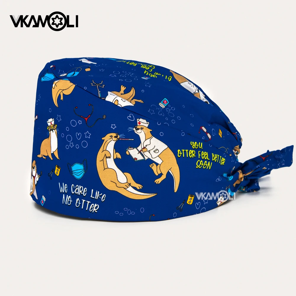 veterinaria pet shop scrub cap Cartoon printed operating room cap 100% cotton surgical cap dental pediatrician nurseing cap