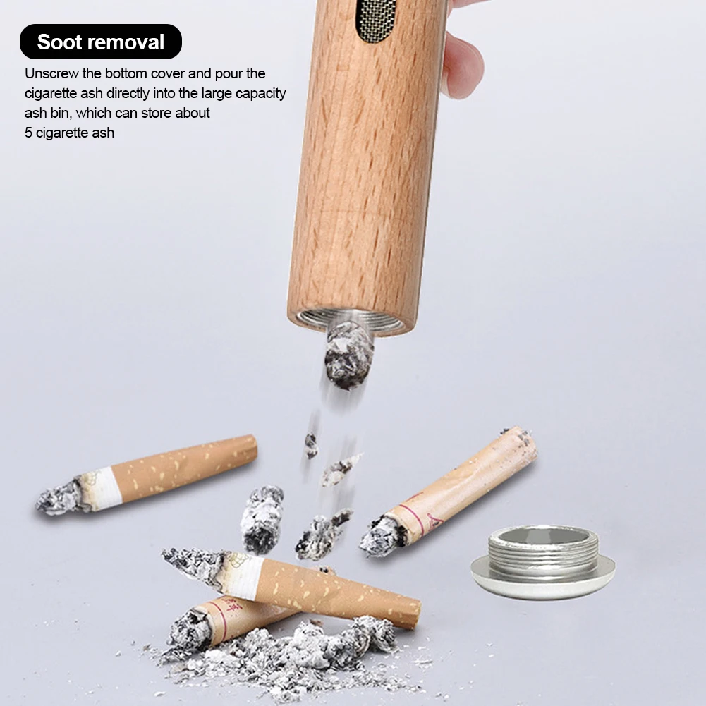 Universal Handheld Car Anti-ash Ashtray Portable Anti Soot-flying Cigarette  Holder Wood Cigarette Cover Auto Ashtray Storage