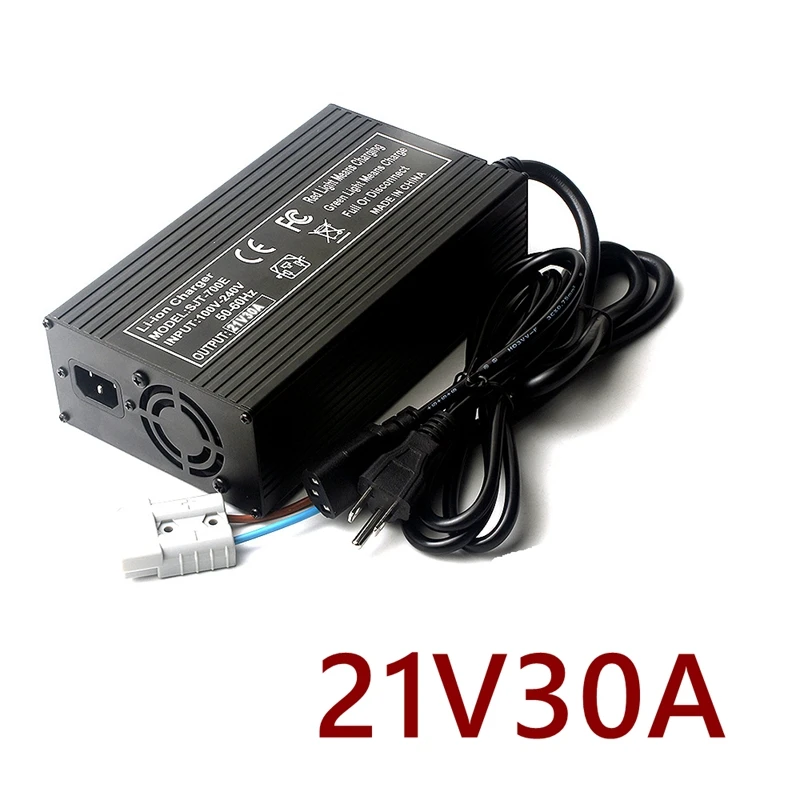 

21V 30A Lithium Battery Fast Charger 18V 18.5V 30A DC Connector For 5S 18 Volt Li ion Solar System RV Bateria Charger