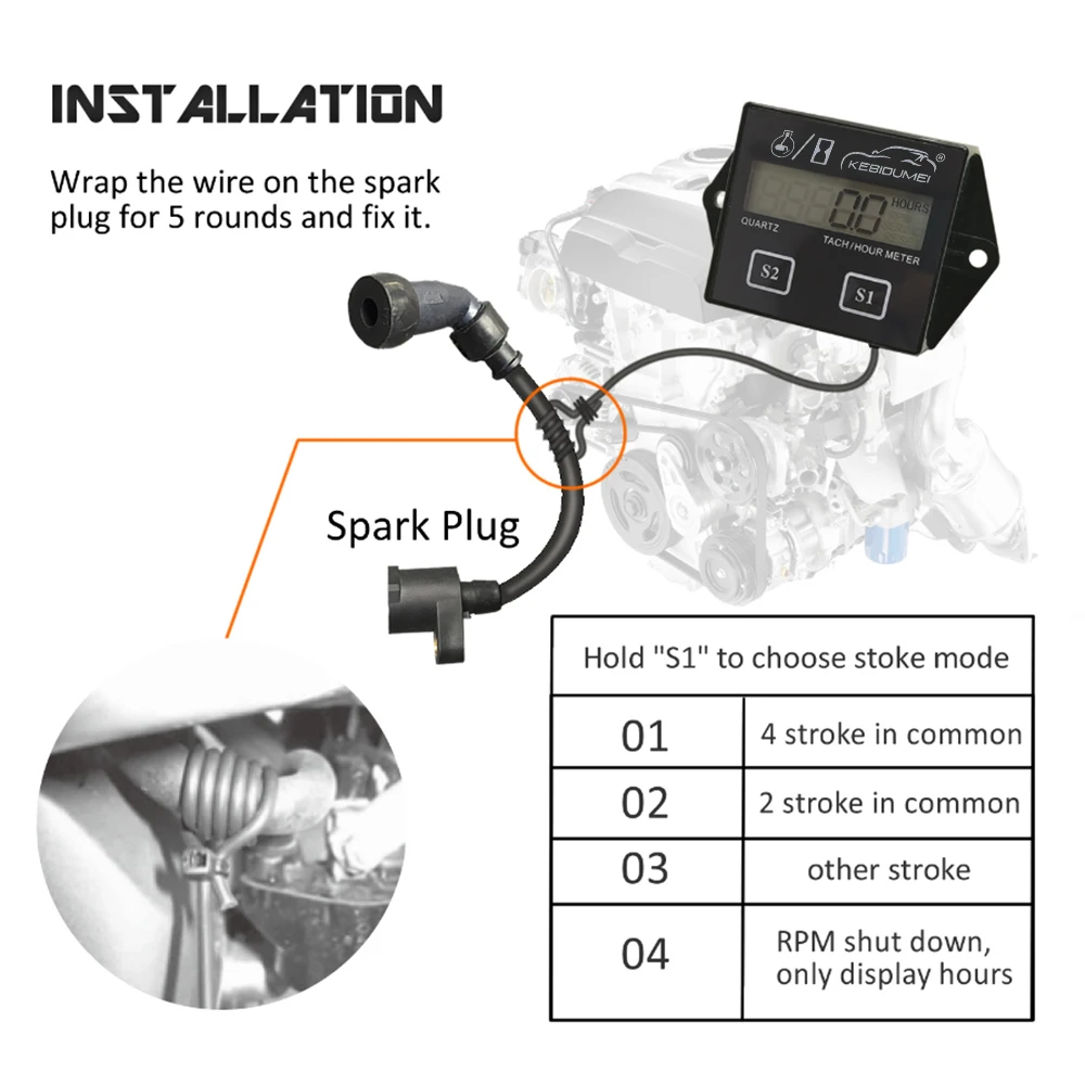 Dijital Motor Tach saat metre takometre göstergesi Motor RPM LCD ekran benzinli motosiklet motoru için 2 4 zamanlı Motor araba tekne