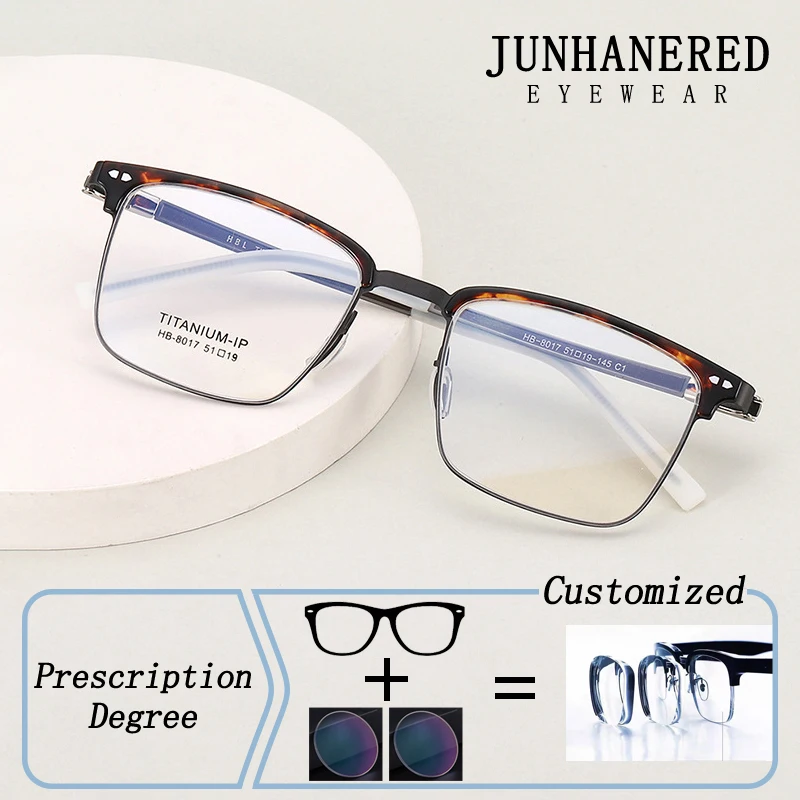 ビジネスレジャー男性スクエアチタンフレームフォトクロミック処方メガネ抗ブルーライト老眼近視眼鏡弱視