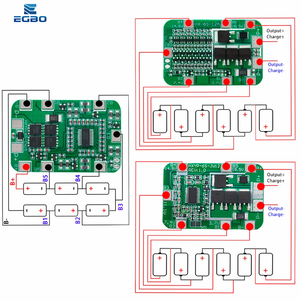 Placa de proteção PCB BMS para bateria de lítio Li-Ion, módulo celular, nova chegada equilibrada, 6 Pack 18650, 6S, 12A, 25A, 24V, 25.2V, 1-10Pcs