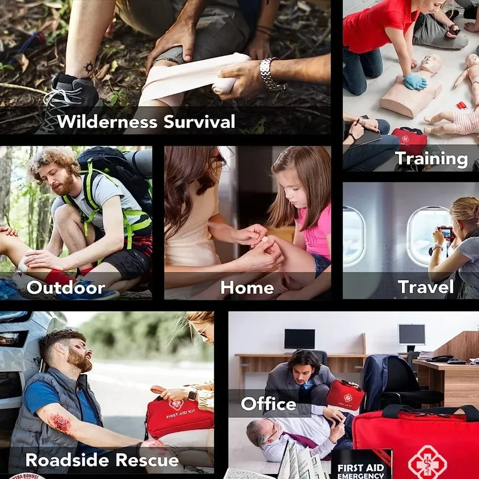 Complete Portable Emergency Medical First Aid Kit Bag Storage Box For Household Outdoor Travel Camping Equipment Medicine