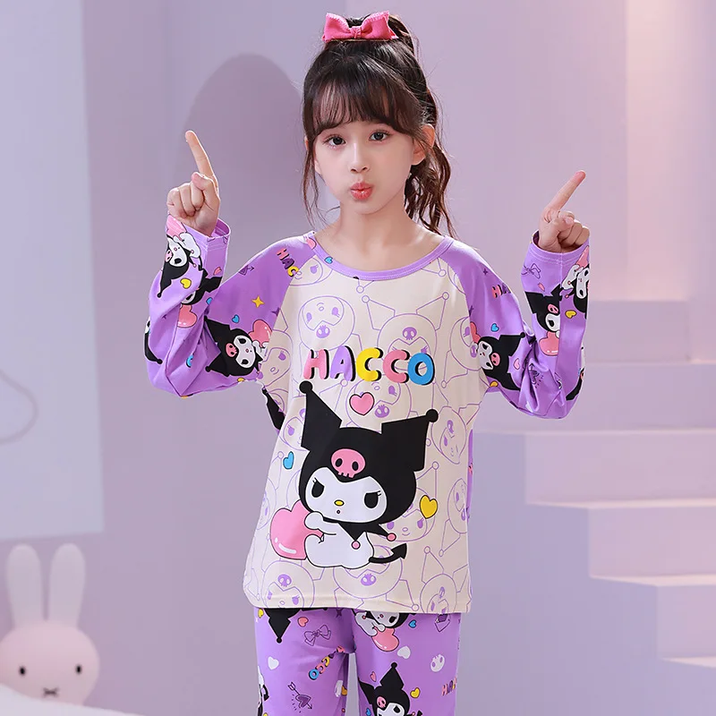 Hello Kitty Children Pajama Sets O Neck Soft Comfortable Print Kids Night Clothes Set Suitable Comfy Two Piece Set Autumn