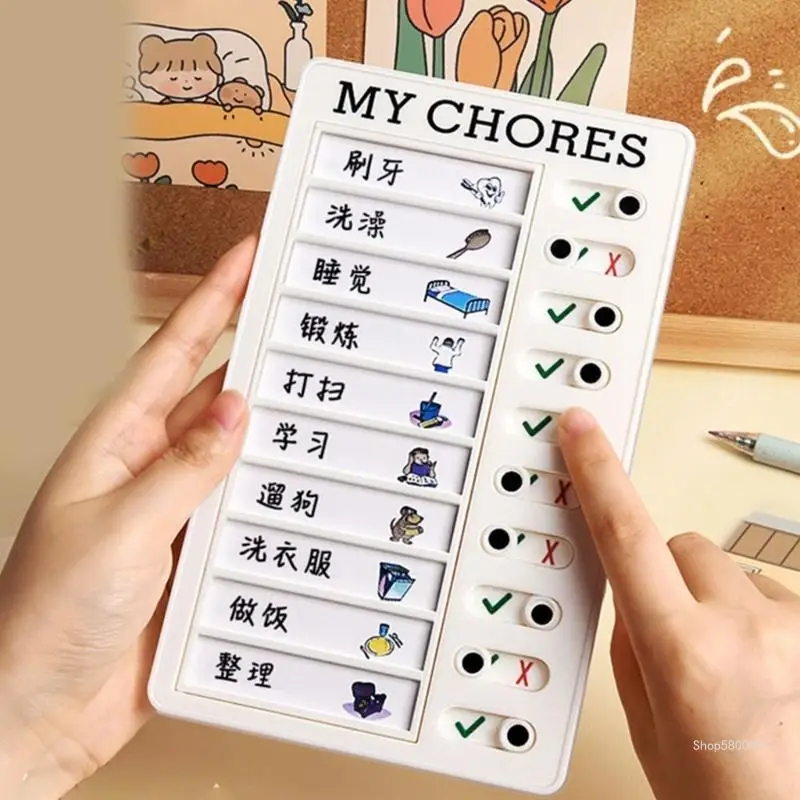 Chore Chart for Kids, Portable Chore Chart Checklist Schedule Board with 60 Cardstock for Routine Schedule Planning