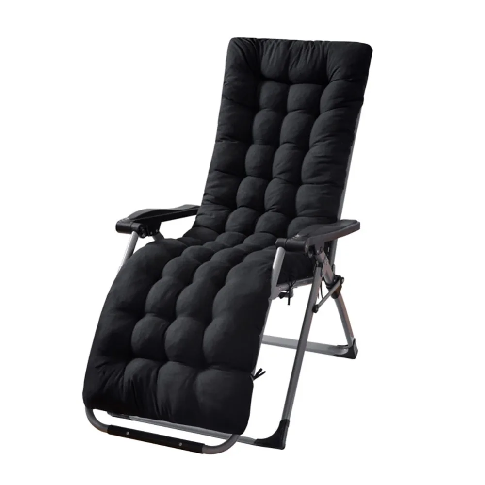 Brushed Fabric Recliner Chair Cushion Tufted Surface Secure Tie Straps Chaise Cushion Integrated Backrest Soft Padded Filling
