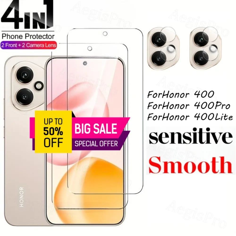 

Для Honor 400 Pro закаленное стекло 2 передних + 2 объектива задней камеры для Honor 400 Lite 400 устойчивая к царапинам и без пузырьков установка