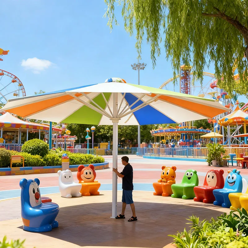Commercial Large LED Light Parasol Outdoor Terrace Restaurant Large Sunscreen Umbrella Landscape Night Luminous Parasol