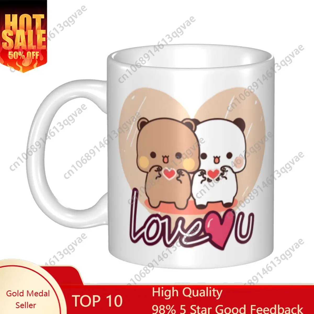

Panda and Brownie Mug Customized True Love BuBu DuDu Couple Coffee Ceramic Cup Creative Gift