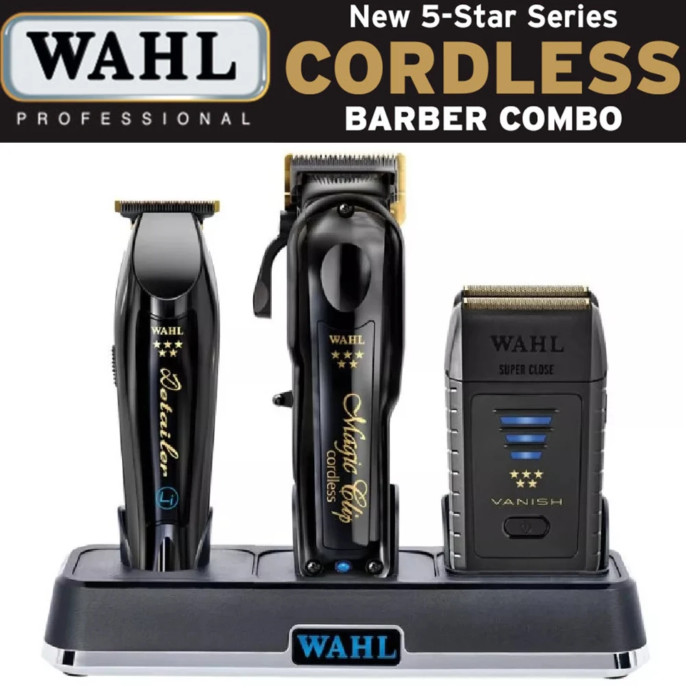 Wahl Professional 5-Star 8148 Magic Clip Black Combo Set Akku-Haarschneidemaschine, Trimmer und Folienrasierer für Friseure und Stylisten