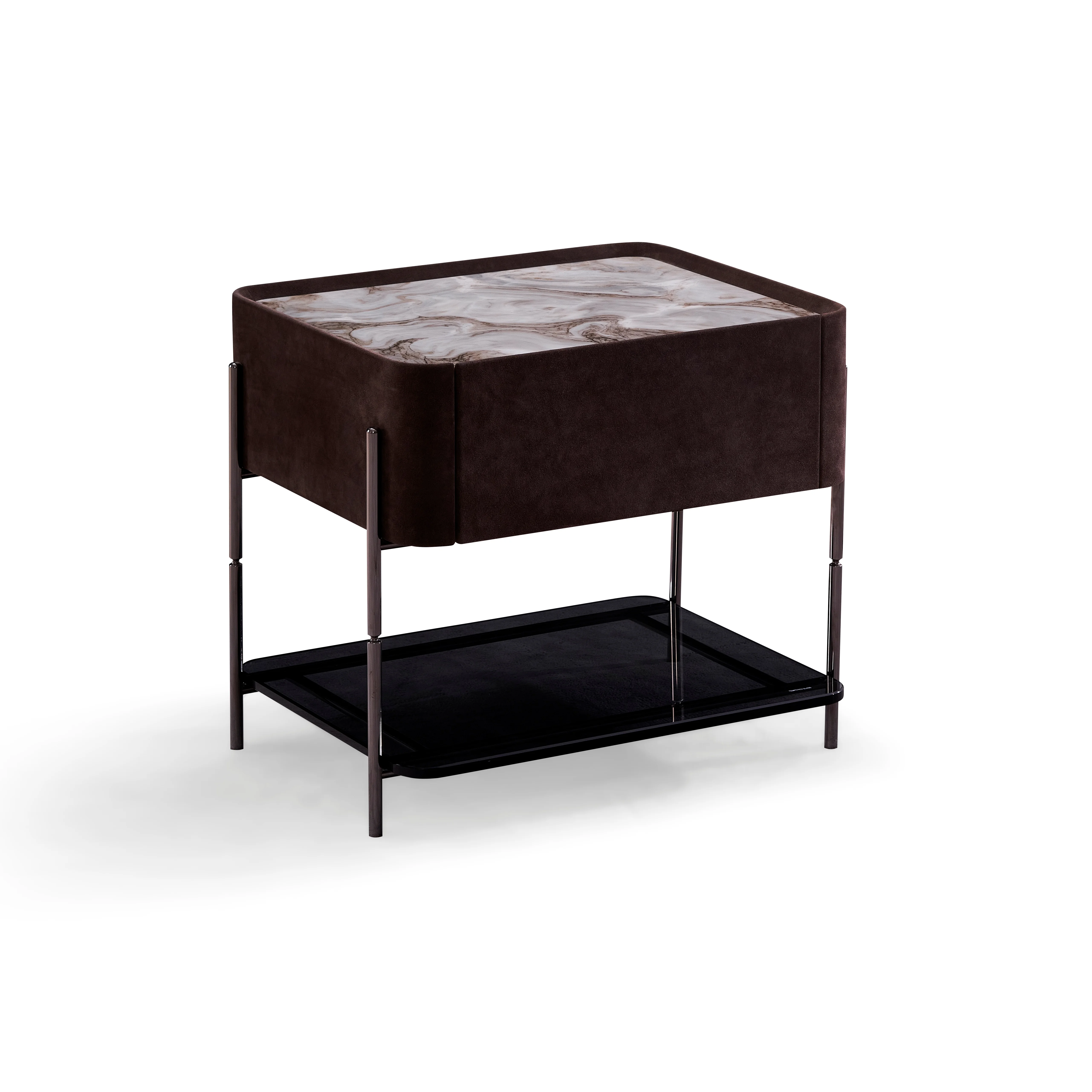 طاولة بجانب السرير مصنوعة من الجلد لغرفة النوم على الطراز الشمالي ودرج واحد وطاولة بجانب السرير حديثة #5