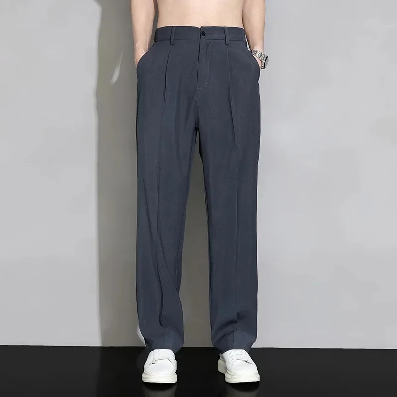 2024 New Men Suit Pants Casual Pant Solid Wide Leg Business Trousers Straight Fashionable Streetwear Comfortable Fabric Oversize