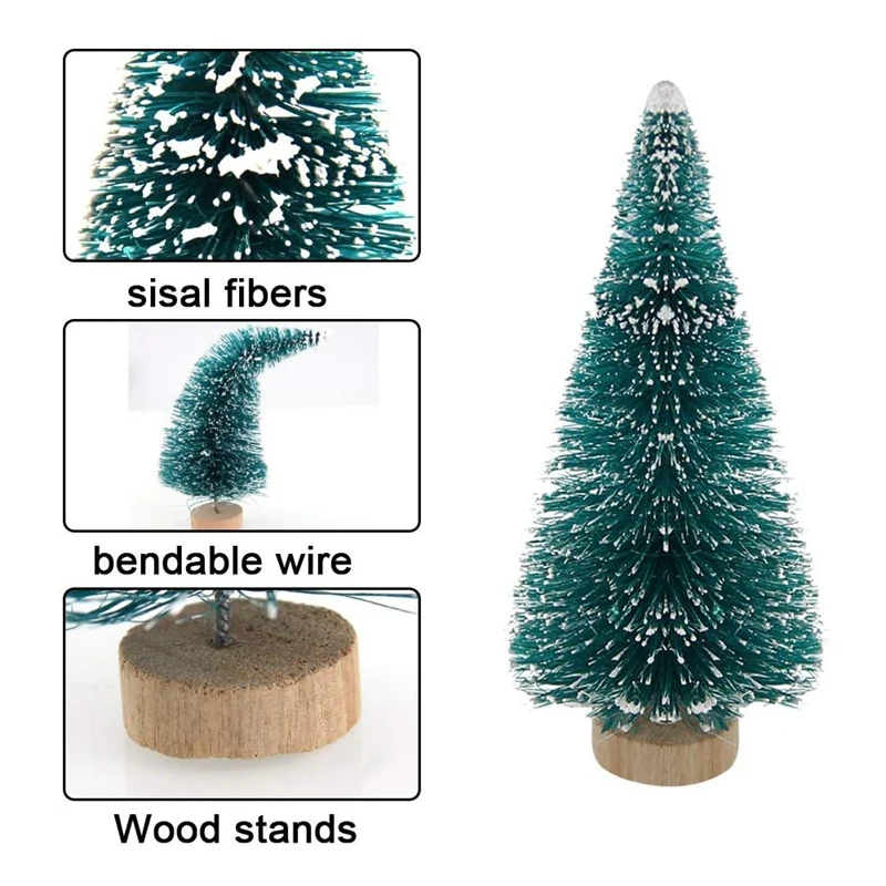 35 PCS Miniature Christmas Tree Artificial Snow Frost Trees Pine Trees For Christmas DIY Craft Party Decoration (4 Size)