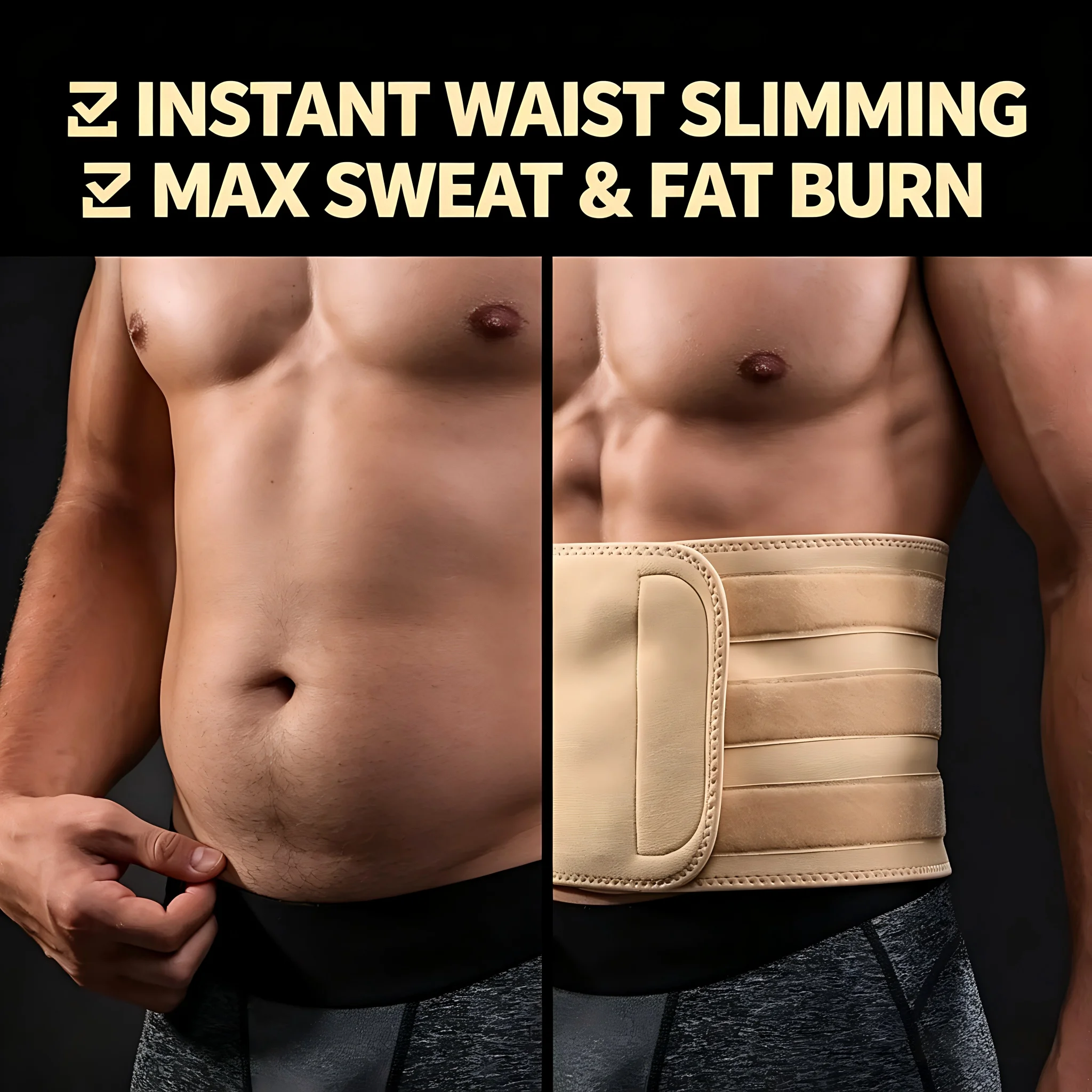 Neoprene Waist Trimmer Belt for Men Women - Waist Trainer Sweat Belt for Weight Loss & Fat Burn, Adjustable Slimming Corset for