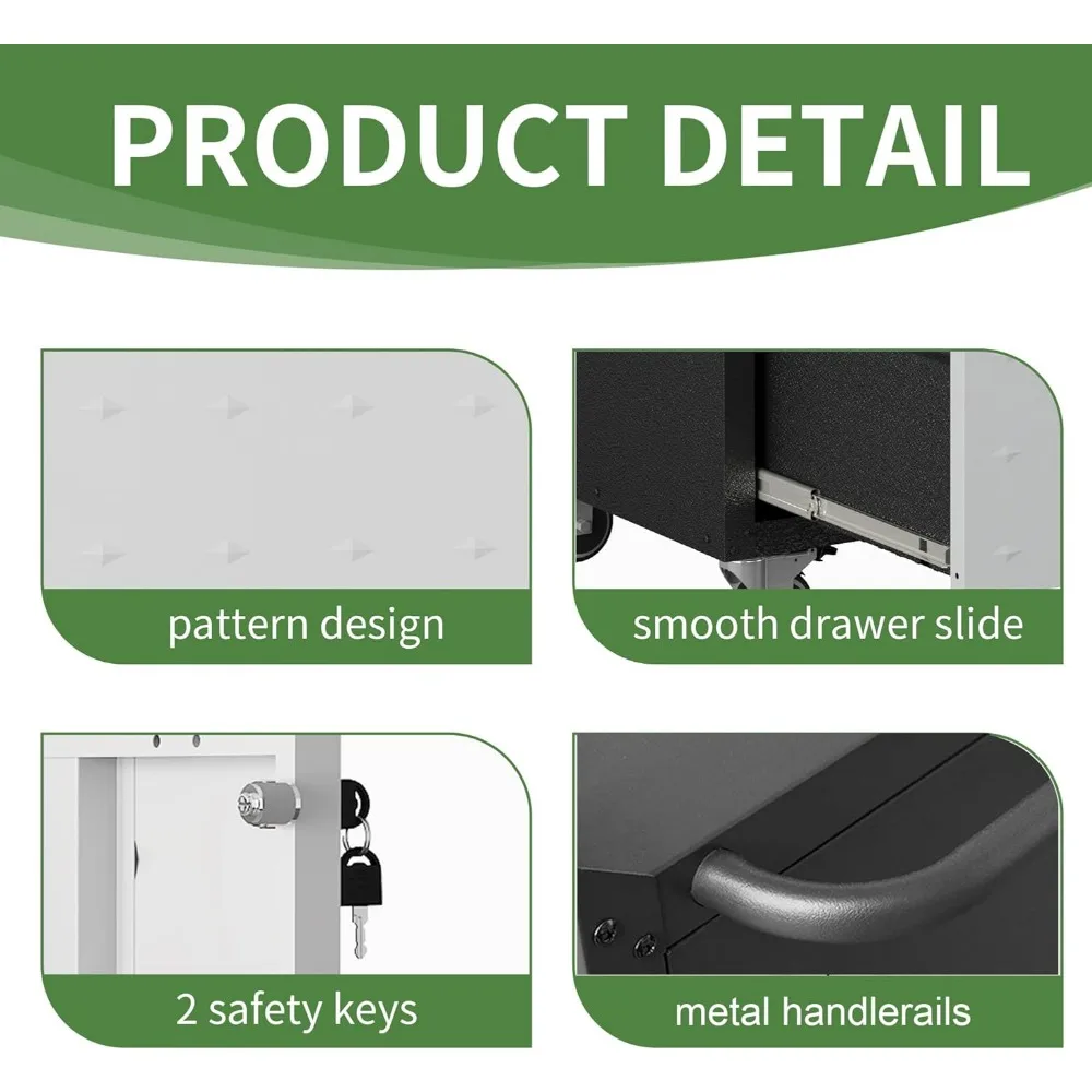 Heavy-Duty Metal Rolling Tool Cabinet with 4 Drawers for Garage Storage Solutions