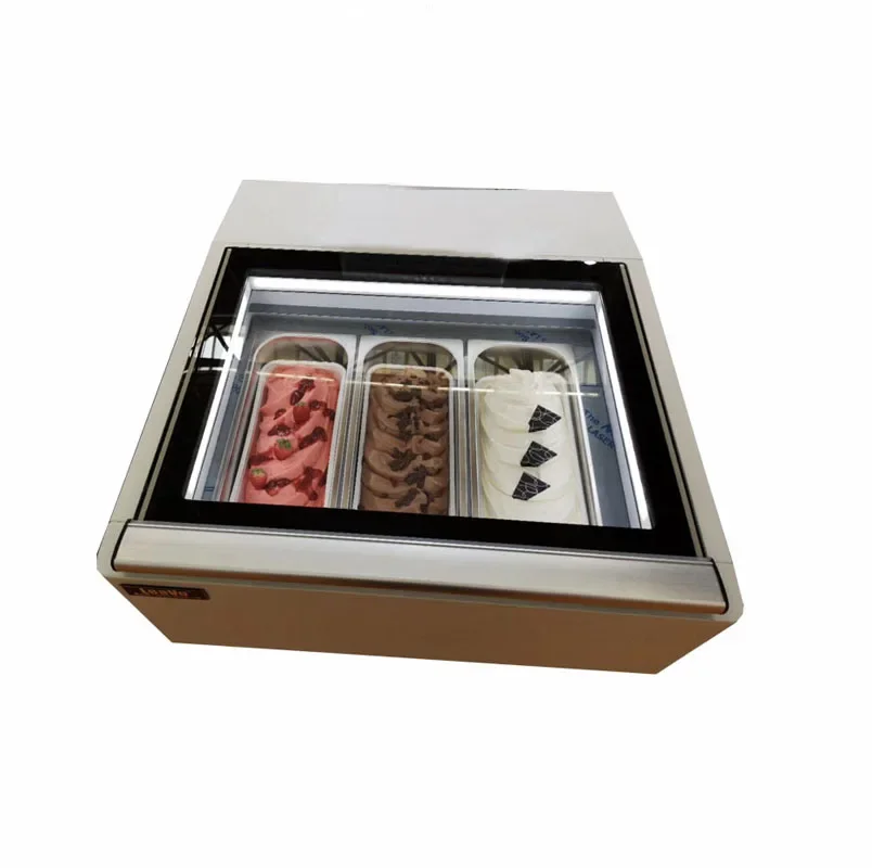 110V 220V Commercial Portable Mini Ice Cream Display Freezer Gelato Cake Display Fridge Small Ice Cream Stick Showcase