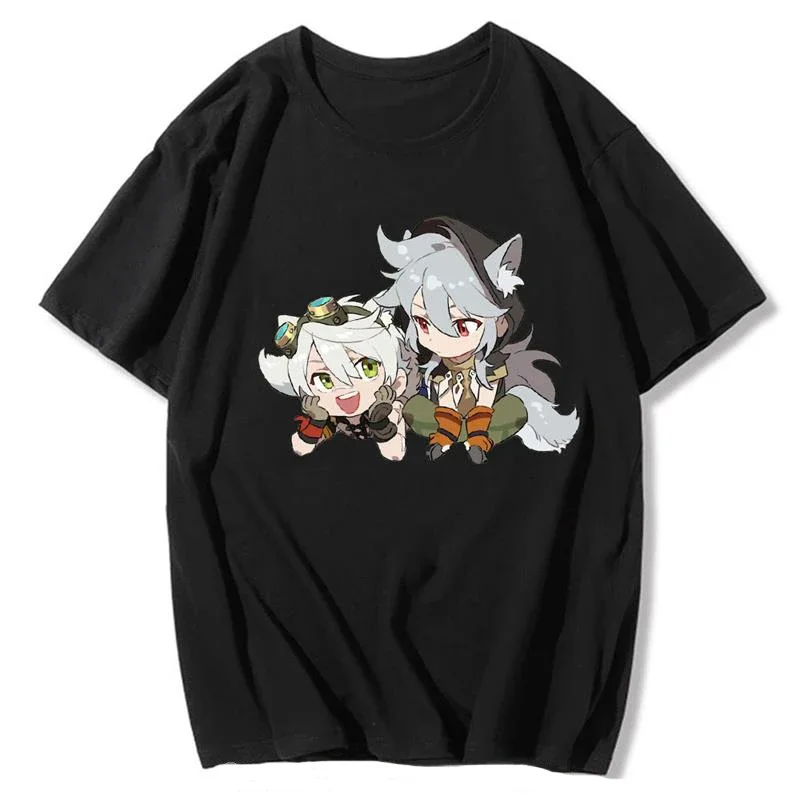 

Bennett and Razor Genshin Impact Women T Shirt Short Sleeve Cartoon Print Streetwear Harajuku 2023 Summer y2k Clothes Tops Tee