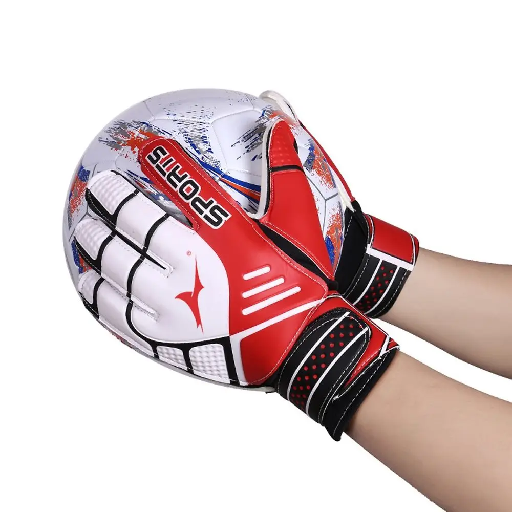 1 Pair Anti-Slip Kids Goalie Gloves Size 5-10 Finger Protection Goalkeeper Gloves Major Double Layer Wrist Play Football