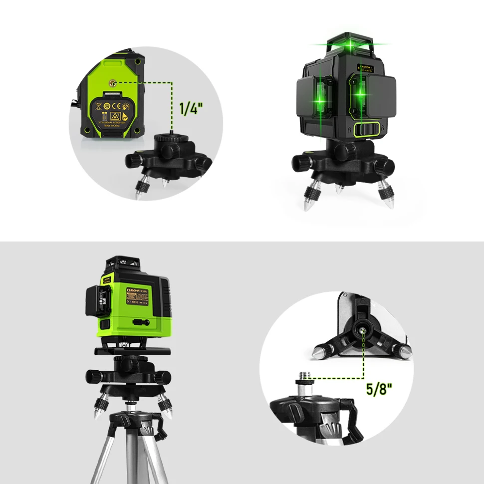 Imagem -04 - Clubiona-nível Laser com Base Metálica Suporte de Ajuste de Rotação de 360 Polegadas para Interface Polegadas Ferramenta de Medição a Laser