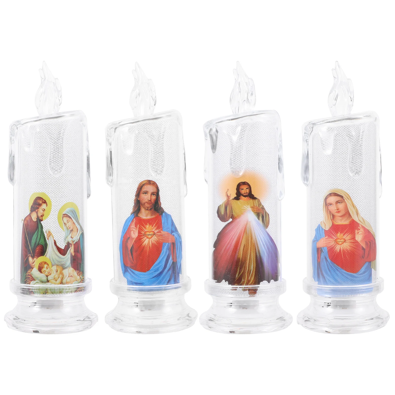 4pcs LED Lamp For Jesus Catholic Christian Religious Ceremony Electronic Flameless LED Candless Light Decoration