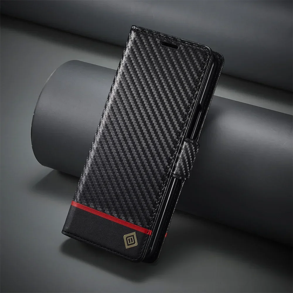 Luxury Carbon Fiber PU Leather Cover For Samsung Galaxy Z Fold 7 6 5 4 3 Fold7 Fold6 5G Phone Case Flip Wallet with Card Holder