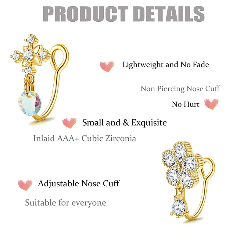9 pieces Women\'s fake nose ring Hanging Pendant Clip nose ring African Nose cuff Fake clip nose ring for non-piercing jewelry,
