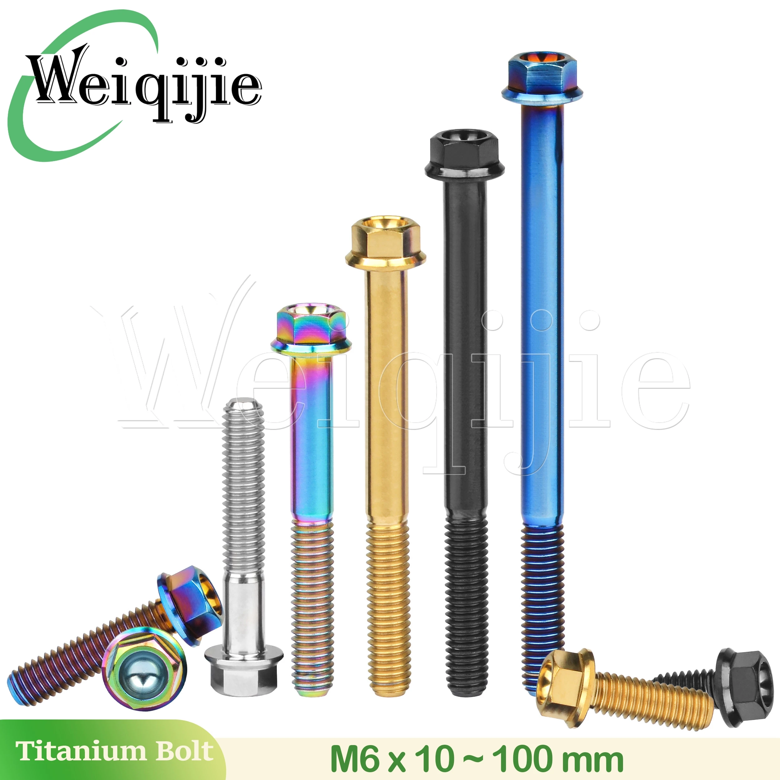 Weiqijie Titanium Bolt M6x10 15 20 25 30 35 40 45 50 55 60 65 70 75 80 90 100mm Hex Head Flange Screw for Bicycle And Motorcycle