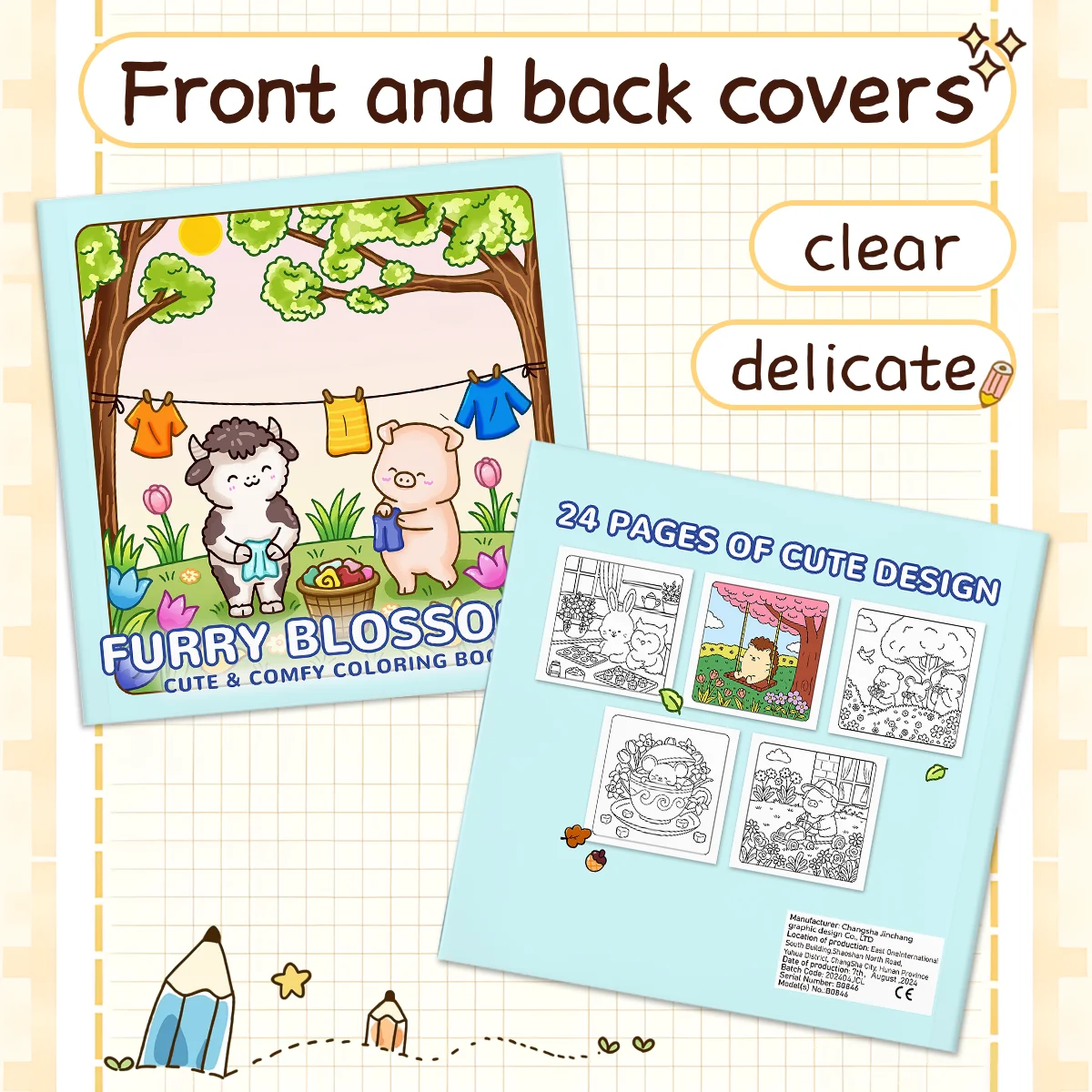 FURRY BLOSSOMS Coloring Book for Adults Cute Comfy Daily Activities for Educational DIY Relaxation Children Drawing Books