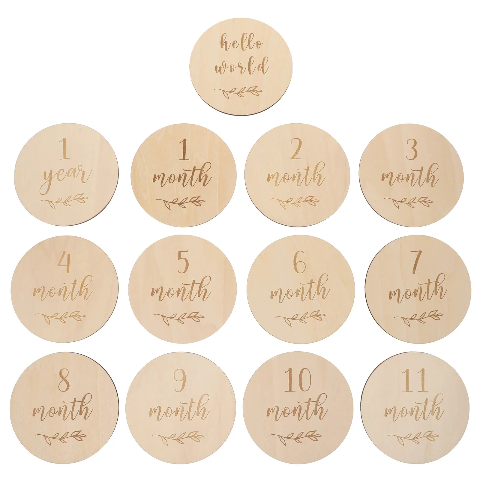 13pcs Wooden Baby Monthly Milestone Cards – Safe, Smooth Engraved Growth Tracker & Photo Props for Newborns