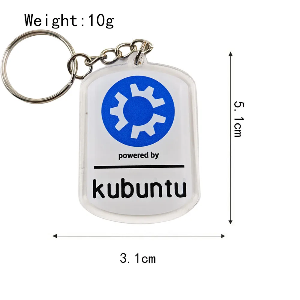 Kubuntu Linux Acrylic Keychain Powered by Kubuntu OS Logo  Double Sided Key Ring Geek Nerd Gift for Programmer Software Engineer