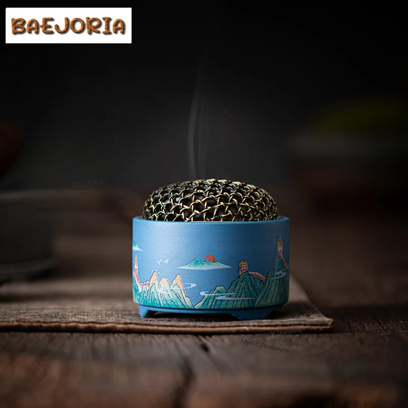 BAEJORIA Antique Great Wall Plate Incense Holder Zen Incense Waterfall Incense Burners Consecrate Censer Tea Ceremony Craft Gift