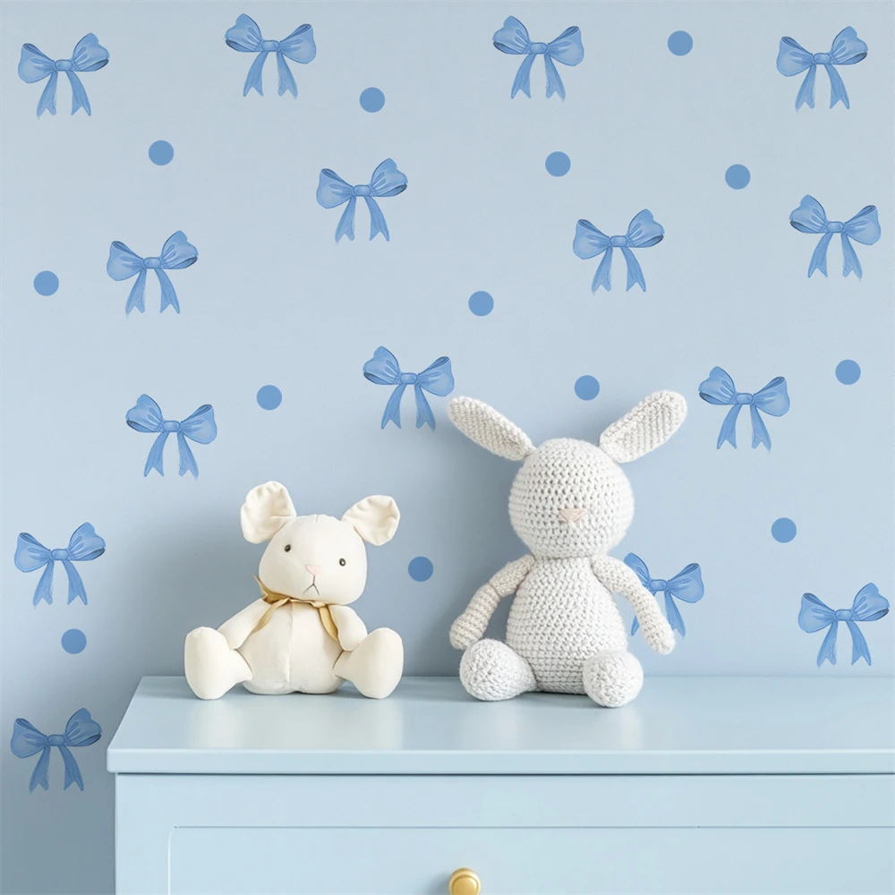 Distinctive Blue Bow Wall Stickers Home Decoration Bathroom Waterproof Wall Stickers Flat Self-adhesive Glass Water Cup Stickers