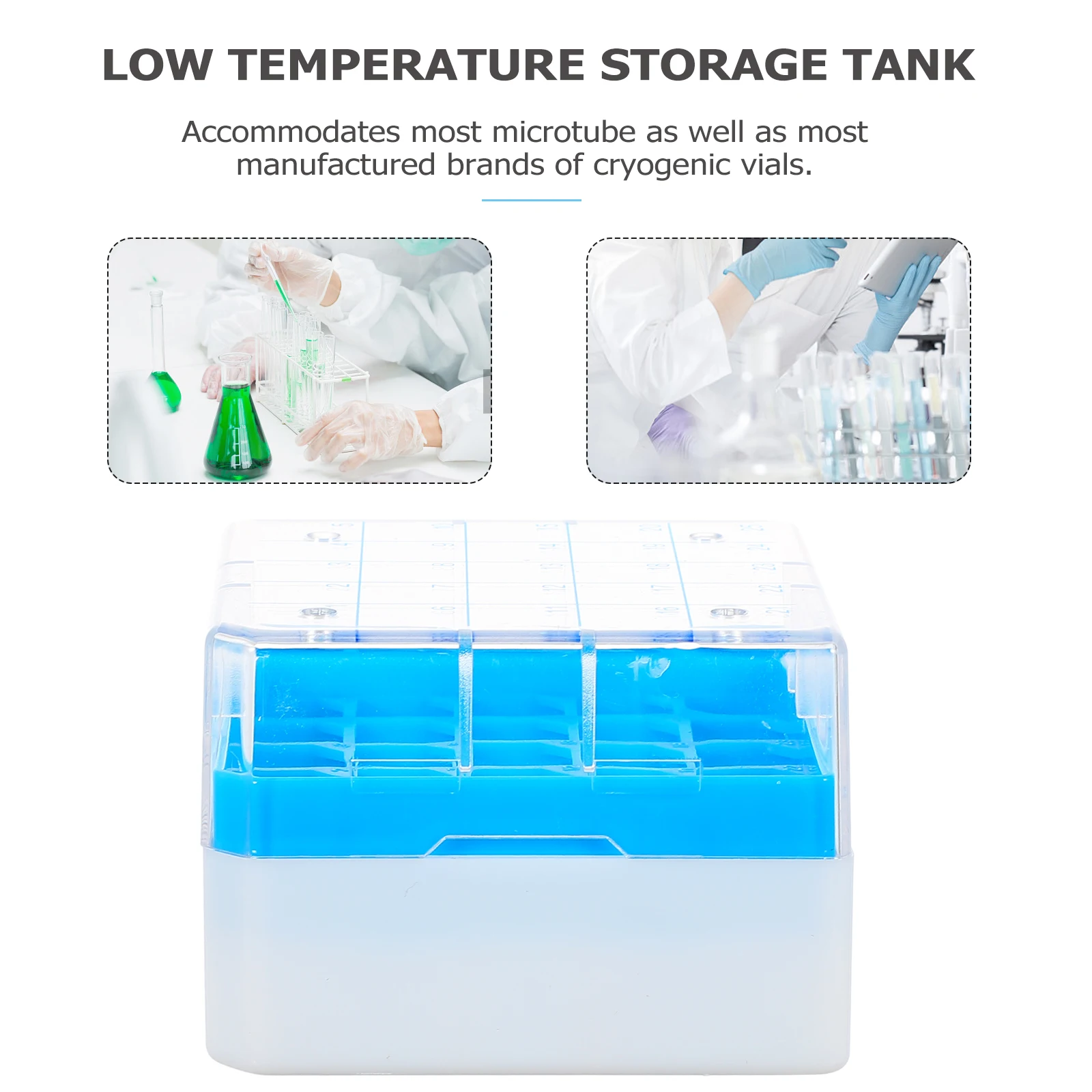

Cryovial Storage Box 25-grid Tube Holder Sample ID Drain Holes Air Vents Reusable Freezer Boxes Plastic Test Tube Rack