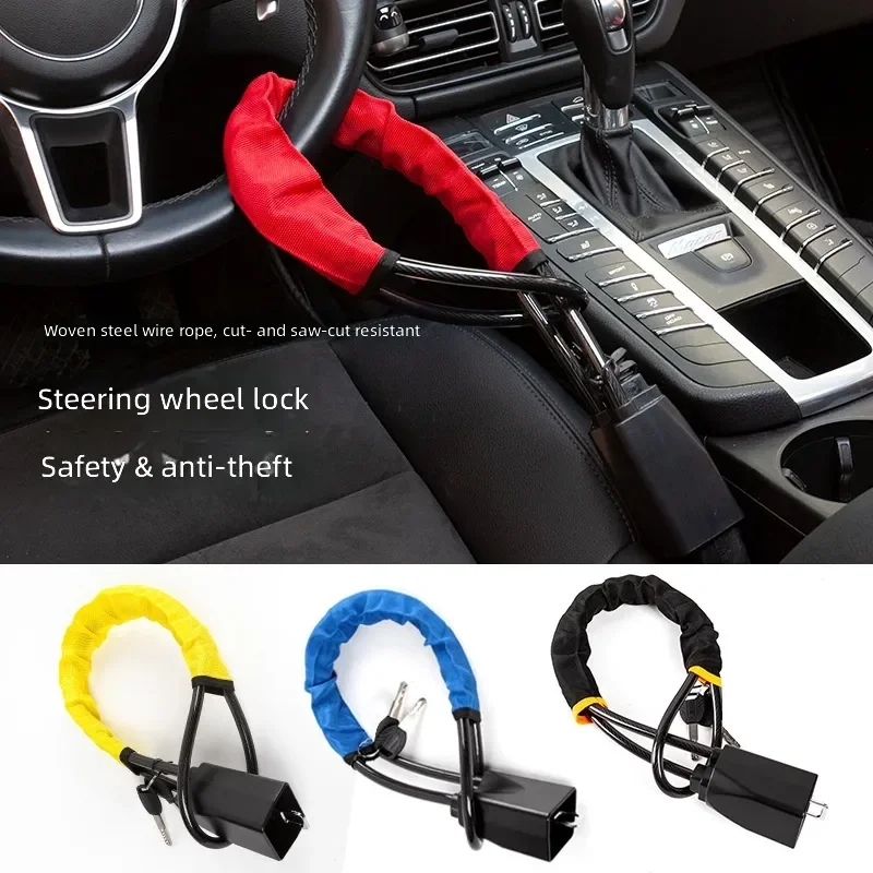 for Car Steering Wheel Lock Rope Buckle Anti Theft Security Device Universal Fit Vehicle Protection Accessory