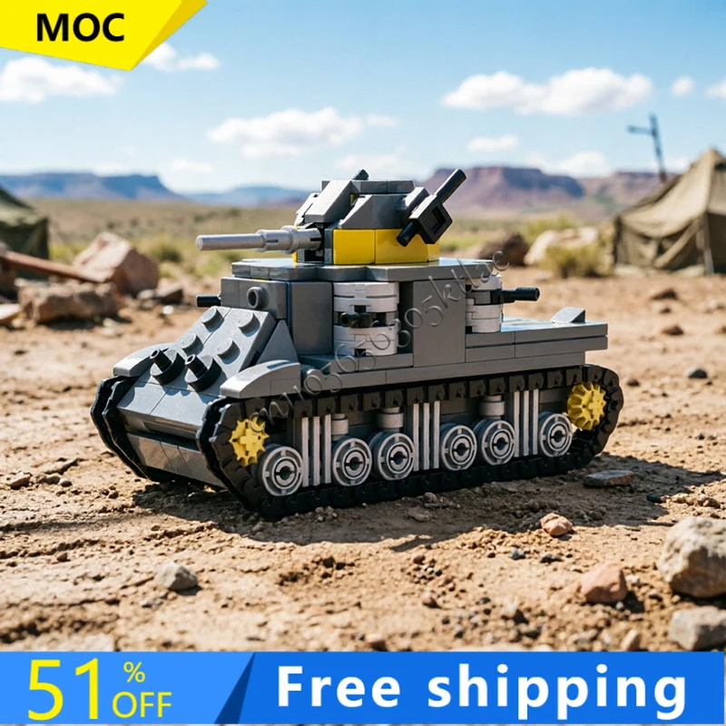 

366PCS MOC M2 Medium Army Main Battle Tank Model Modular Building Blocks Diy Technology Assembly Kid Toy Creative Birthday Gift