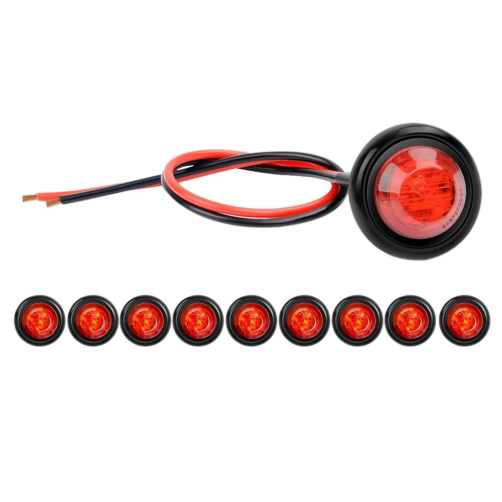 10Pcs 3/4 Inch Round LED Clearance Lights Truck Side Lights LED Side Marker Lights for Truck RV Car Bus Trailer